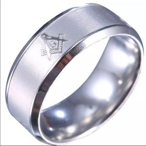 Men’s Silver Stainless Steel Mason Ring Size 15